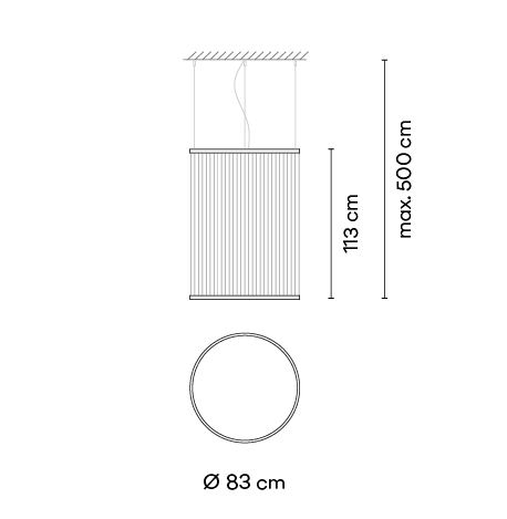 Технические данные и чертежи Потолочный светильник Array от Vibia